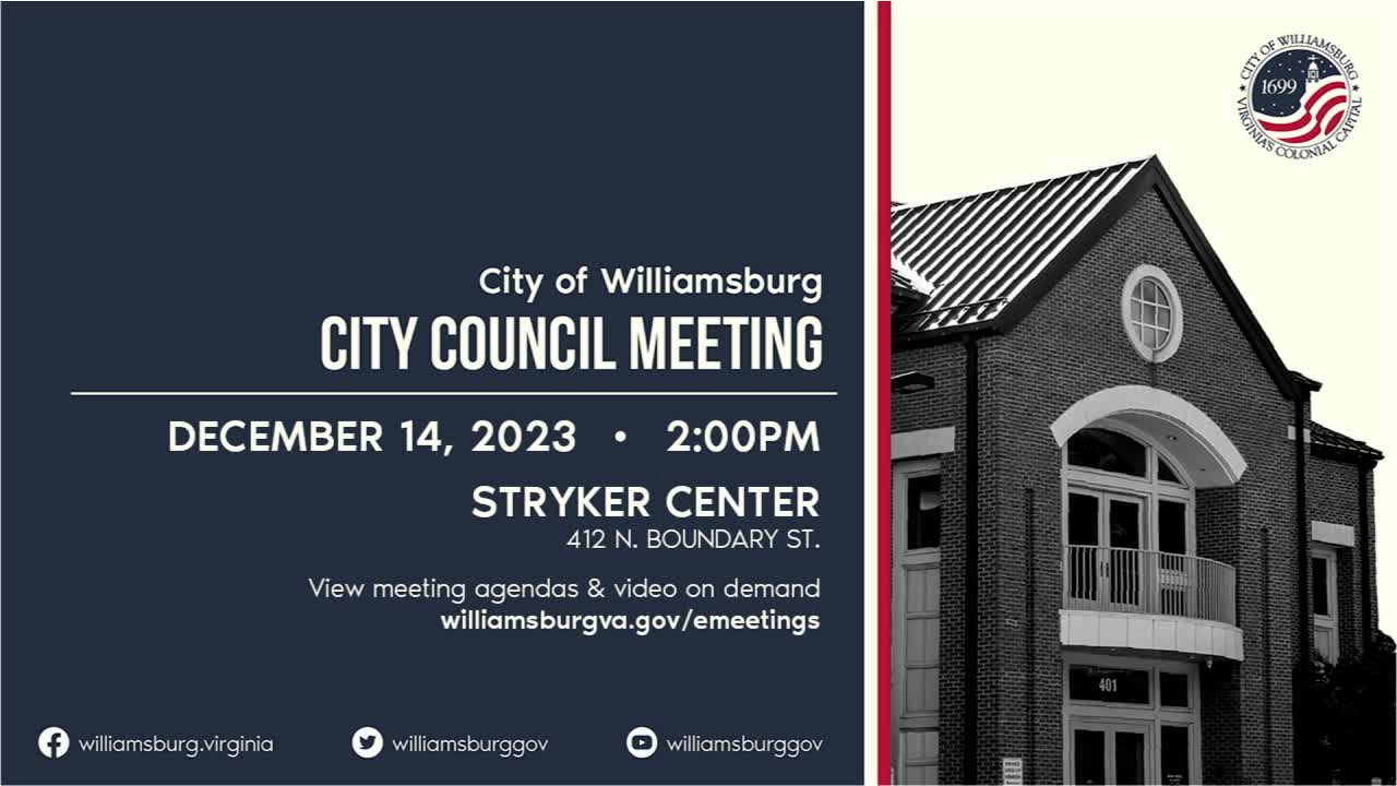 Thumbnail image for Williamsburg City Council Rebroadcast - December 14, 2023