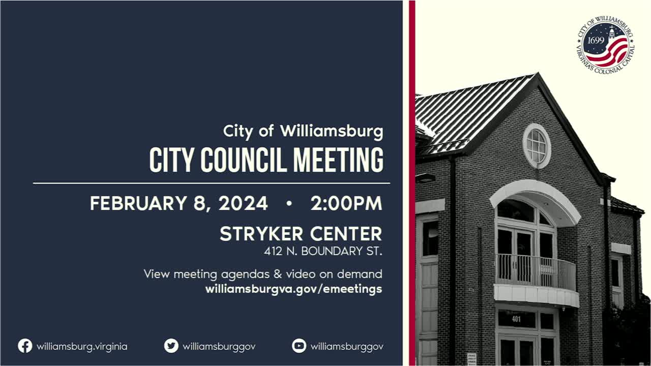 Thumbnail image for Williamsburg City Council Rebroadcast - February 8, 2024