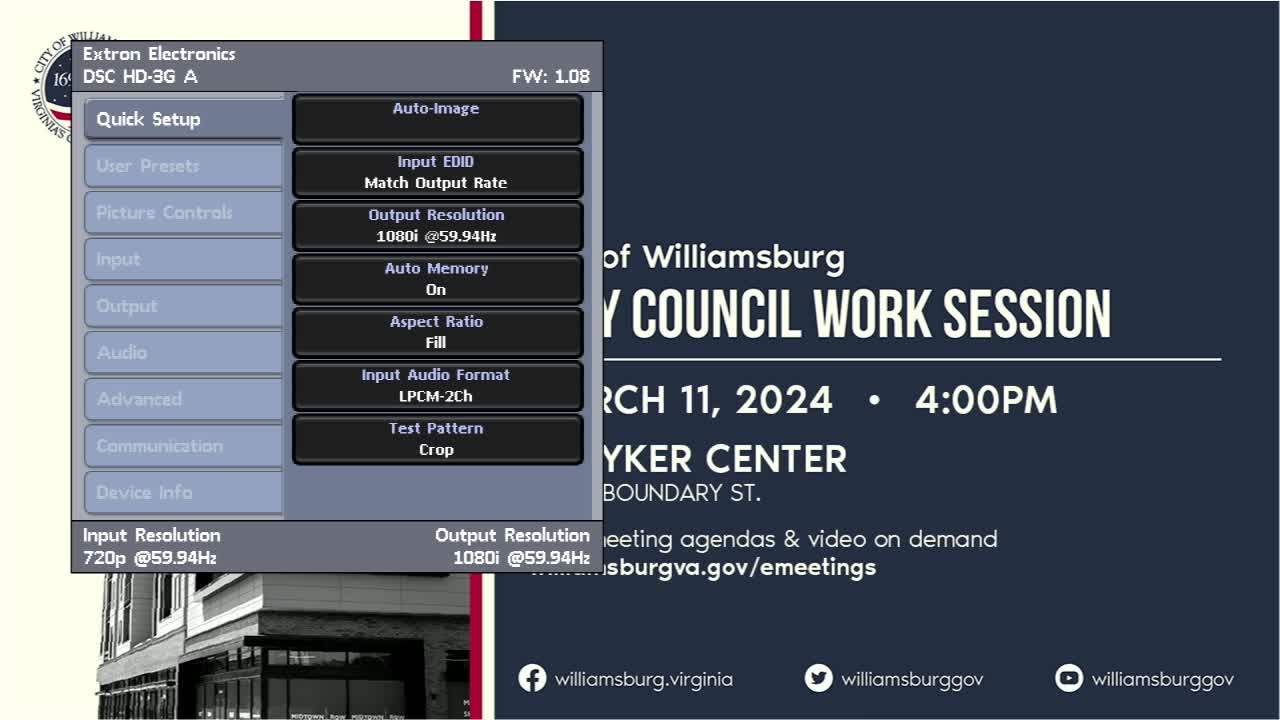 Thumbnail image for Williamsburg City Council Work Session Rebroadcast - March 11, 2024