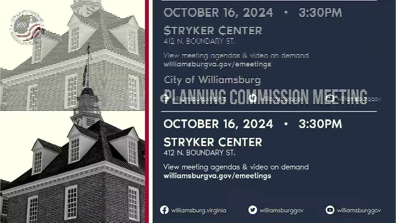 Thumbnail image for Williamsburg Planning Commission - October 16, 2024