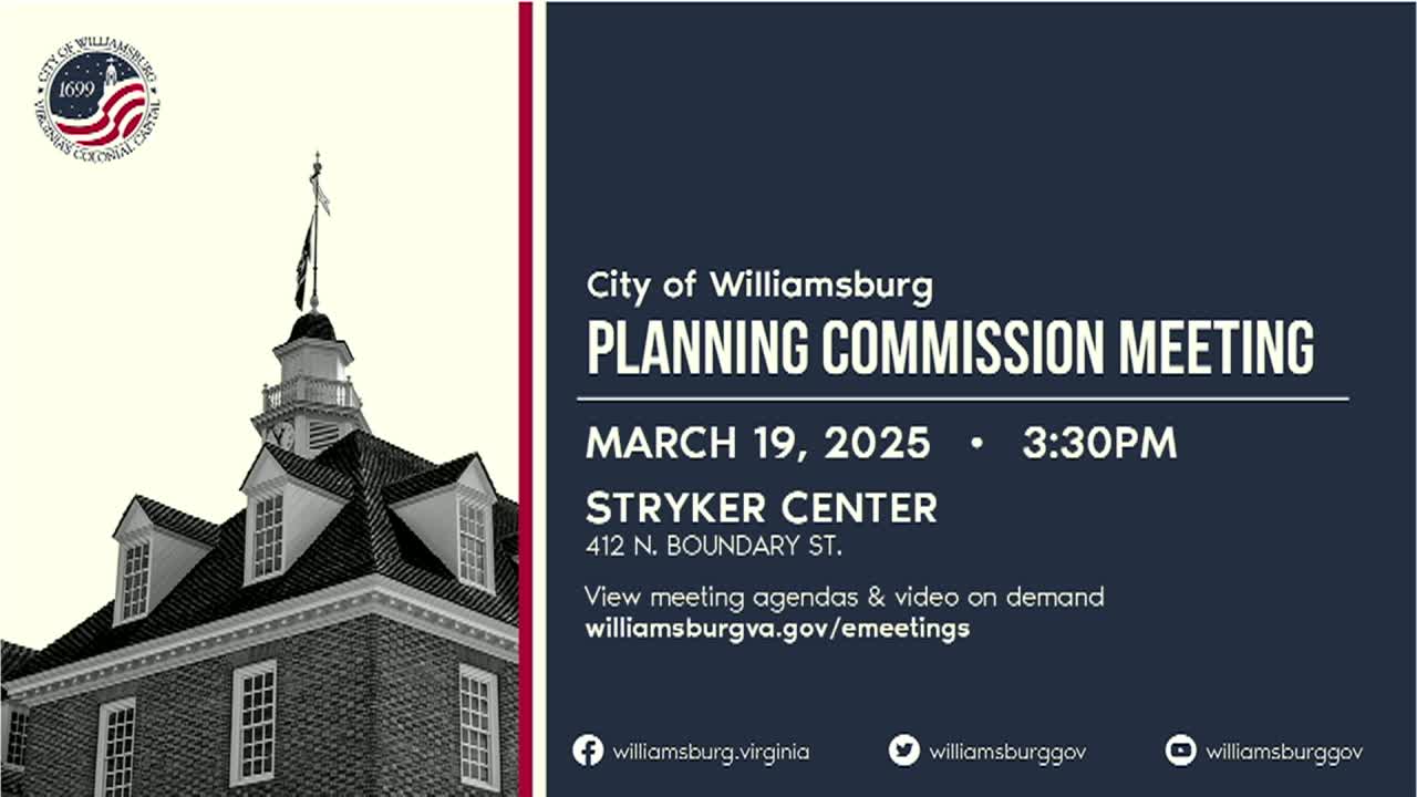 Thumbnail image for Williamsburg Planning Commission Rebroadcast - March 19, 2025