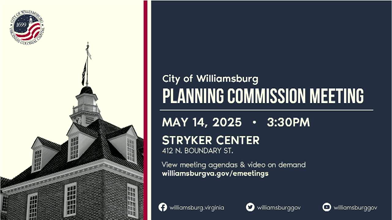 Thumbnail image for Williamsburg Planning Commission Rebroadcast – May 14, 2025