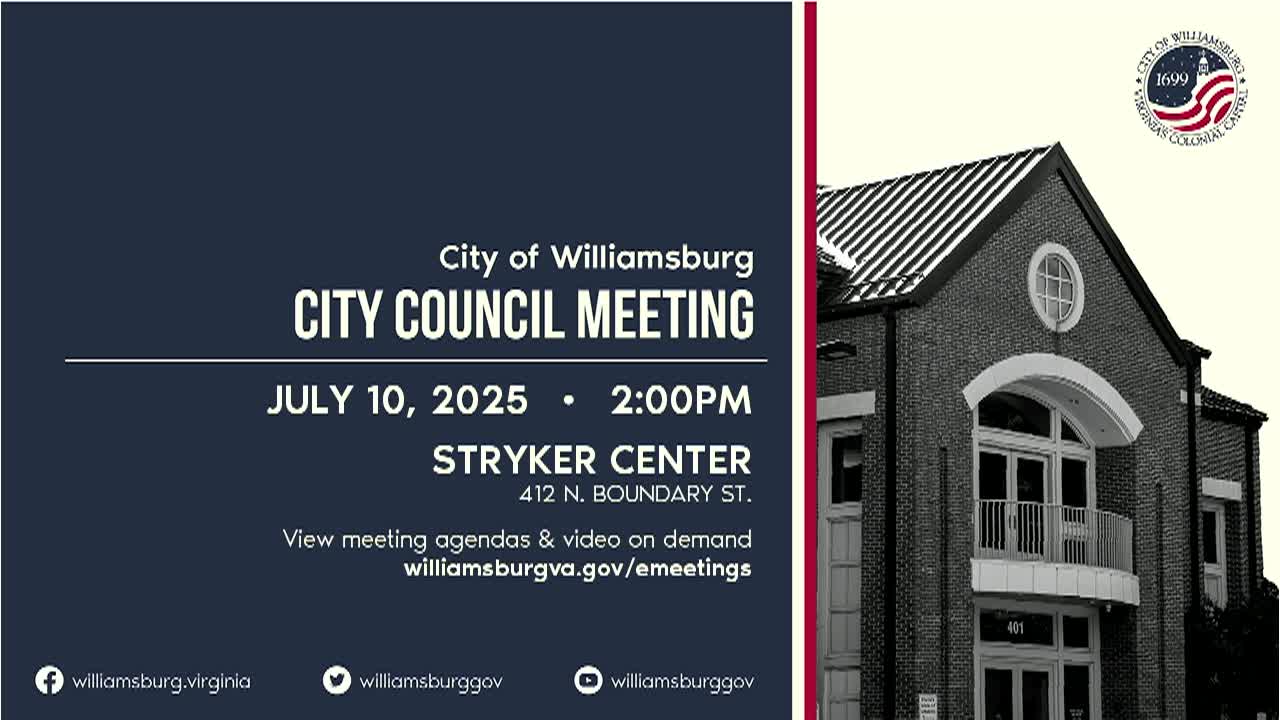 Thumbnail image for Williamsburg City Council Rebroadcast - July 10, 2025