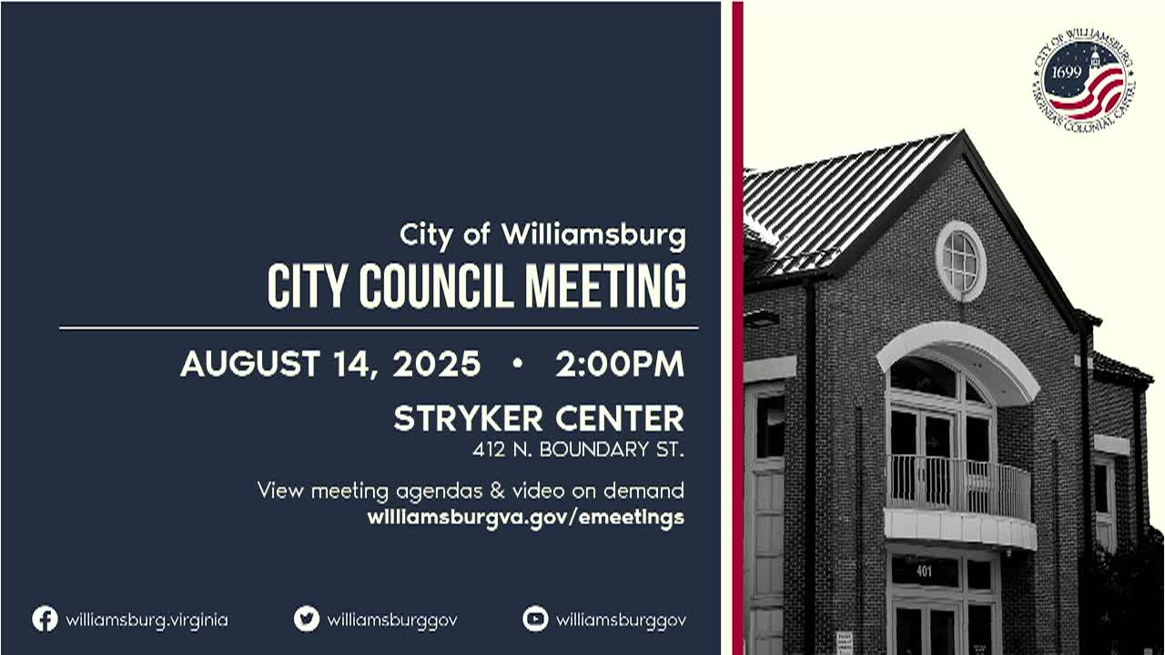 Thumbnail image for Williamsburg City Council Rebroadcast - August 14, 2025