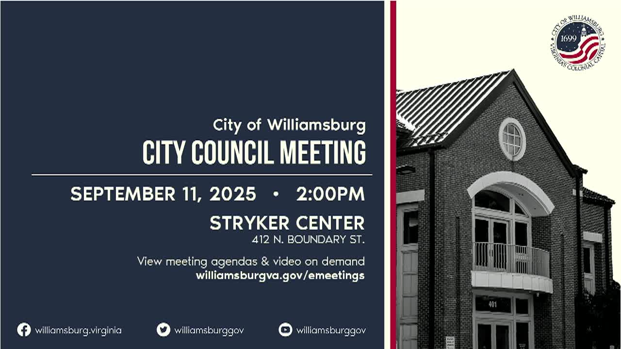 Thumbnail image for Williamsburg City Council Rebroadcast - September 11, 2025
