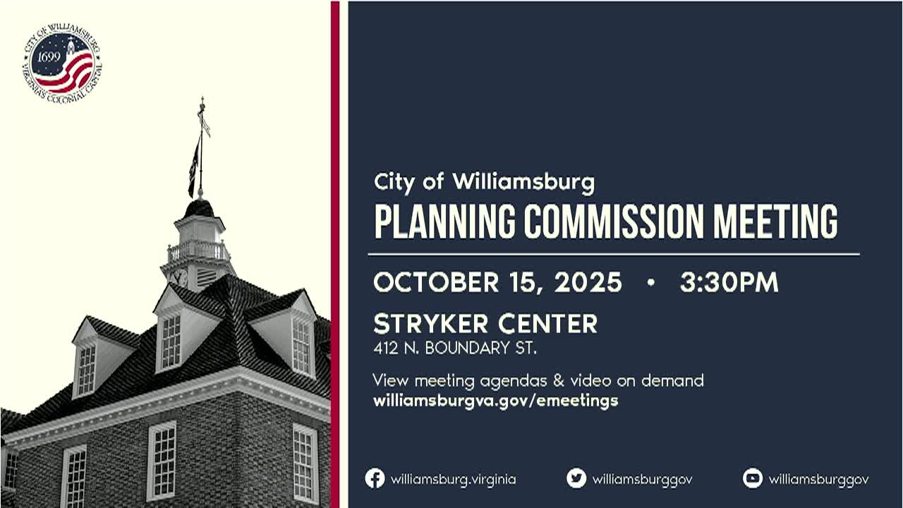 Thumbnail image for Williamsburg Planning Commission Rebroadcast - October 15, 2025