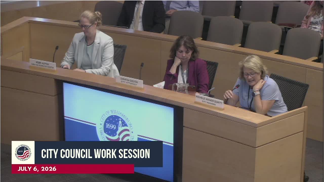 Thumbnail image for Williamsburg City Council Work Session Rebroadcast - July 6, 2026