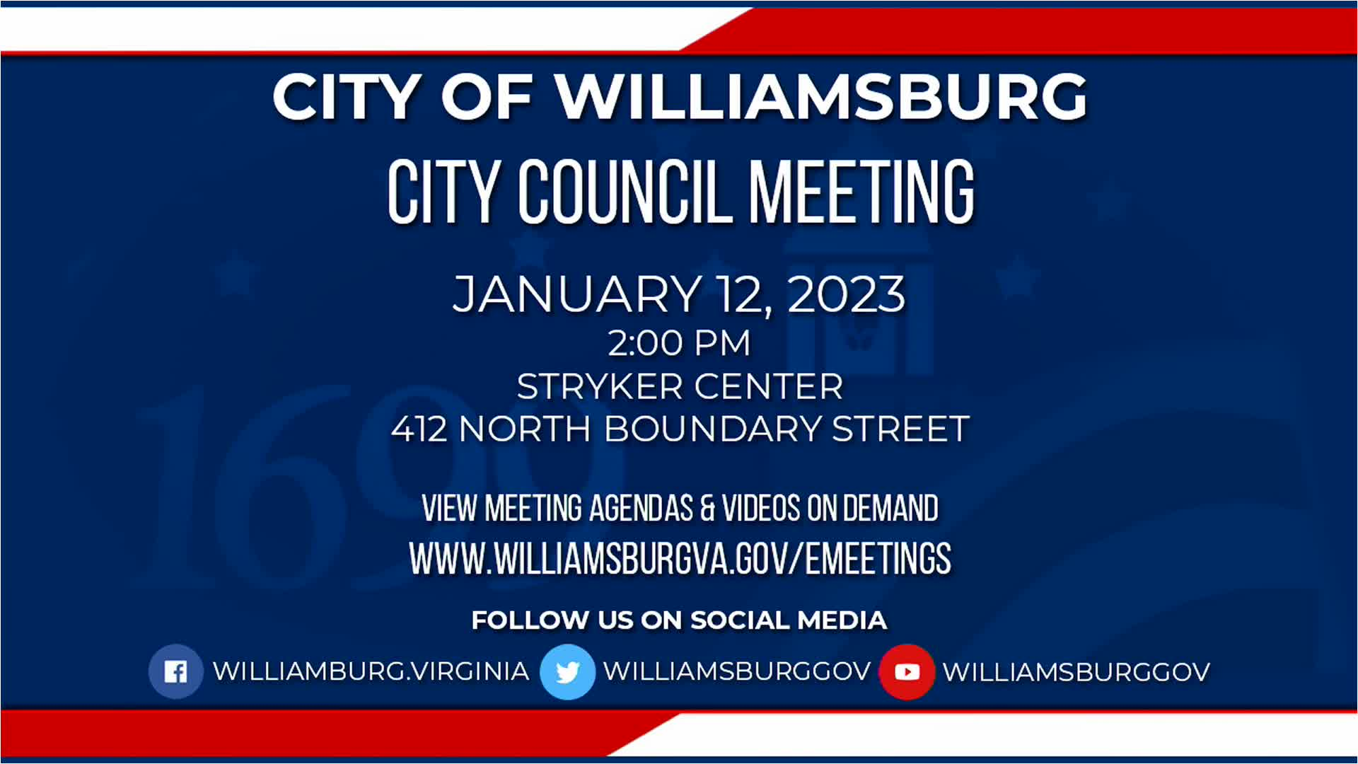 Thumbnail image for Williamsburg City Council Meeting Rebroadcast - January 12, 2023