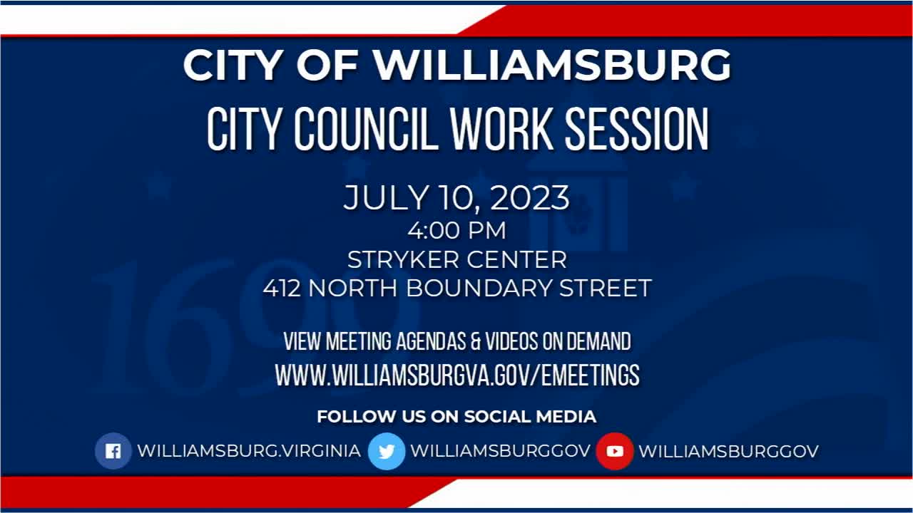 Thumbnail image for Rebroadcast - Williamsburg City Council Work Session - July 10, 2023